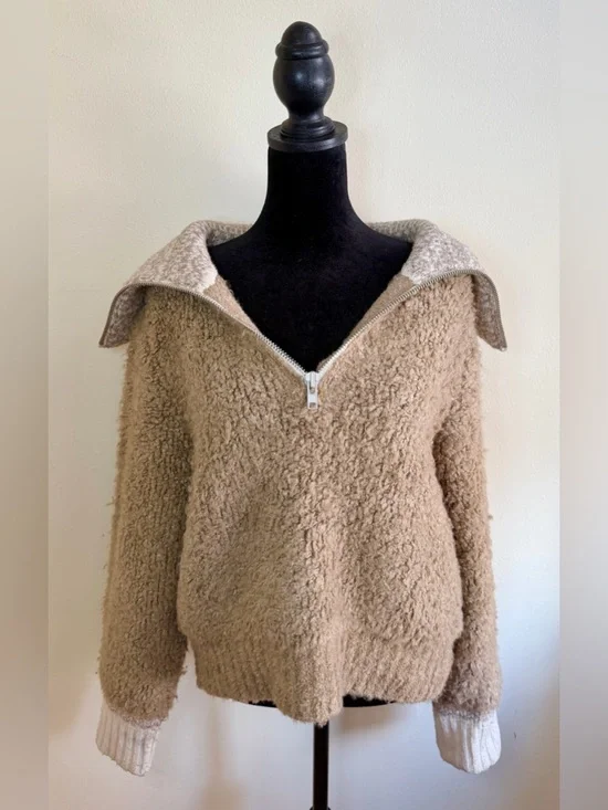 DH NY Ski Sweater Brown Cream Size S Thick Heavy Knit Cozy Winter Pullover - Picture 5 of 9